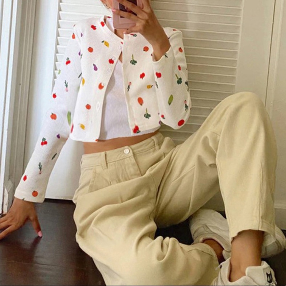 WILL RE-STOCK🔥y2k crop fruit pattern cardigan - Picture 4 of 10
